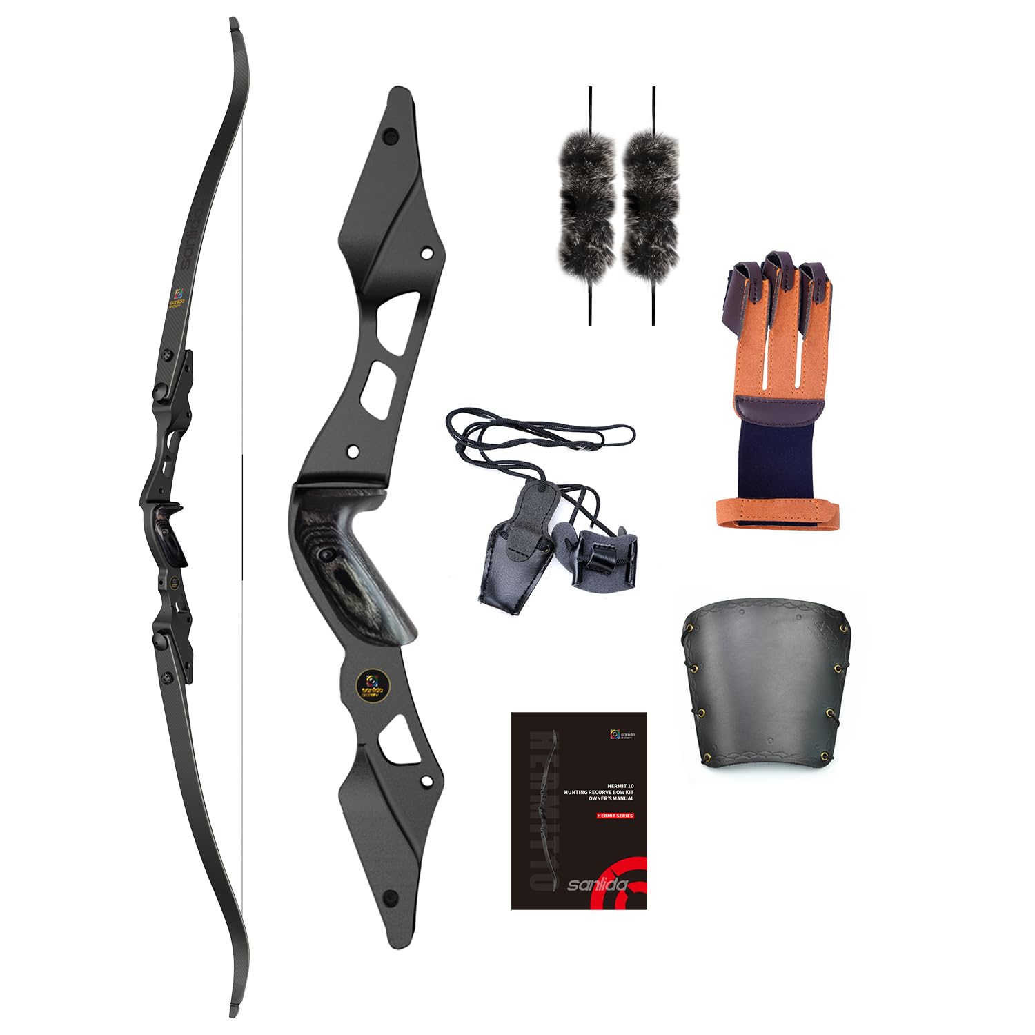 Sanlida Hermit 10 ILF Hunting Recurve Bow Kit 60"-62" 30-55lbs Adults CNC Carbon Limbs Lifetime Warranty