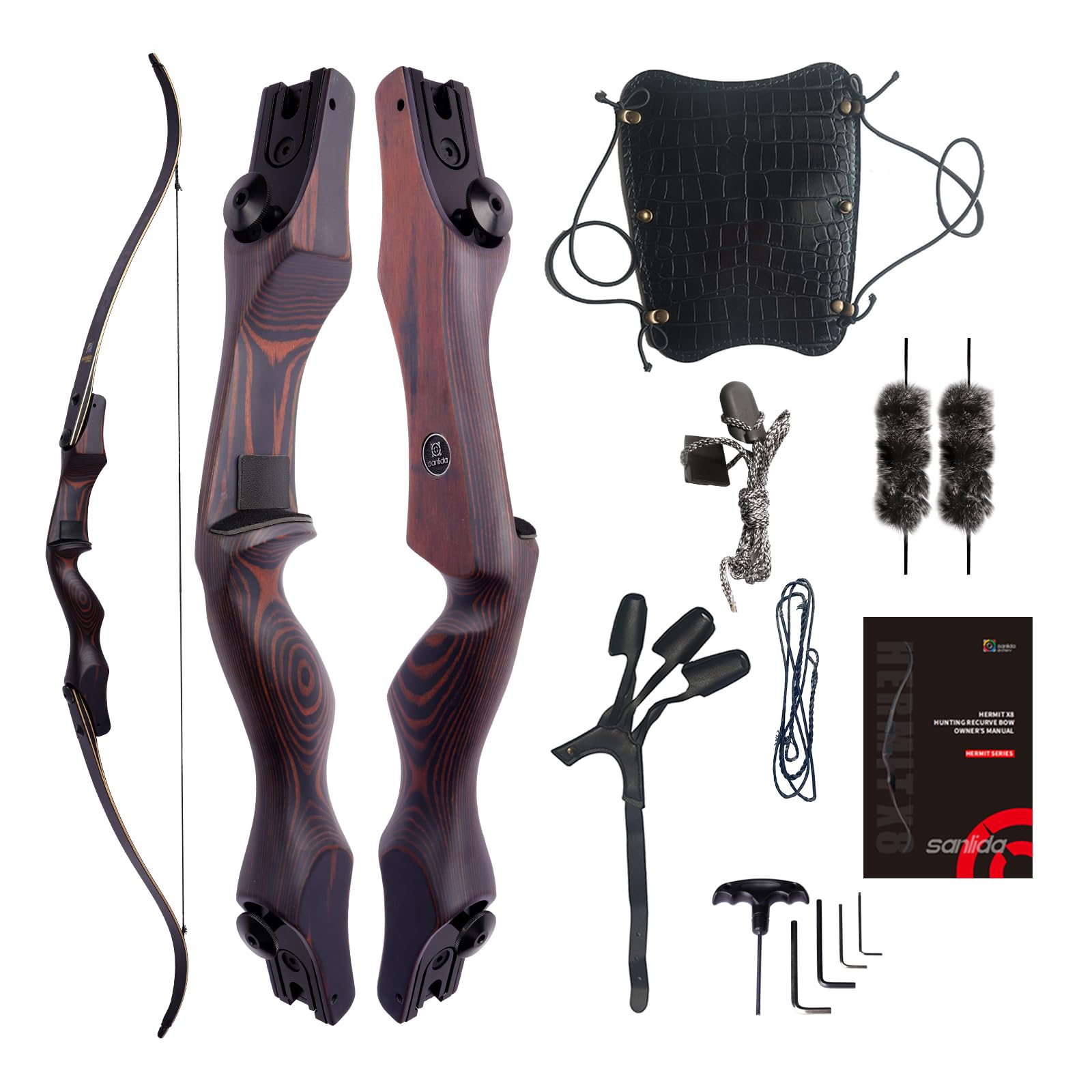 Sanlida Hermit X8 Hunting Recurve Bow 60-62" 25-60lbs RH for Adults Outdoor Practice